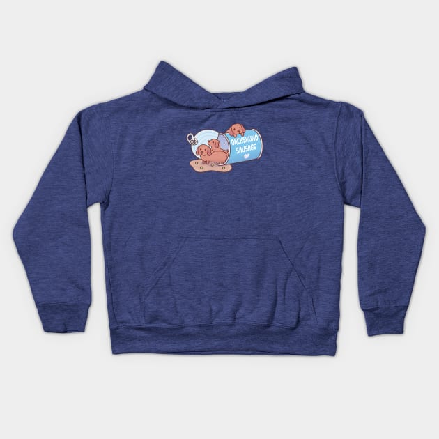 Cute Dachshund Sausage Dogs In A Can Funny Kids Hoodie by rustydoodle